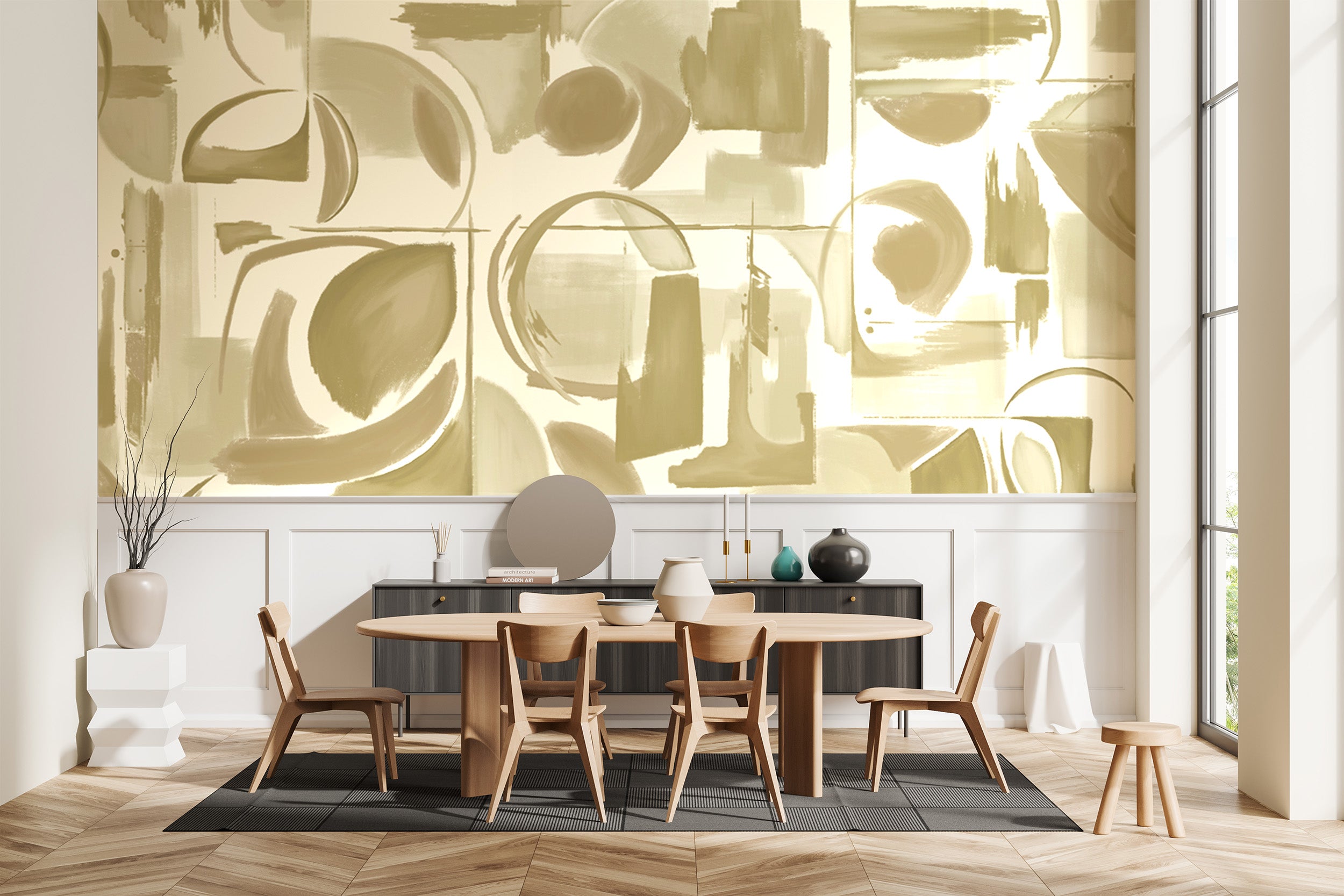 Abstract Artistry Mural Beige