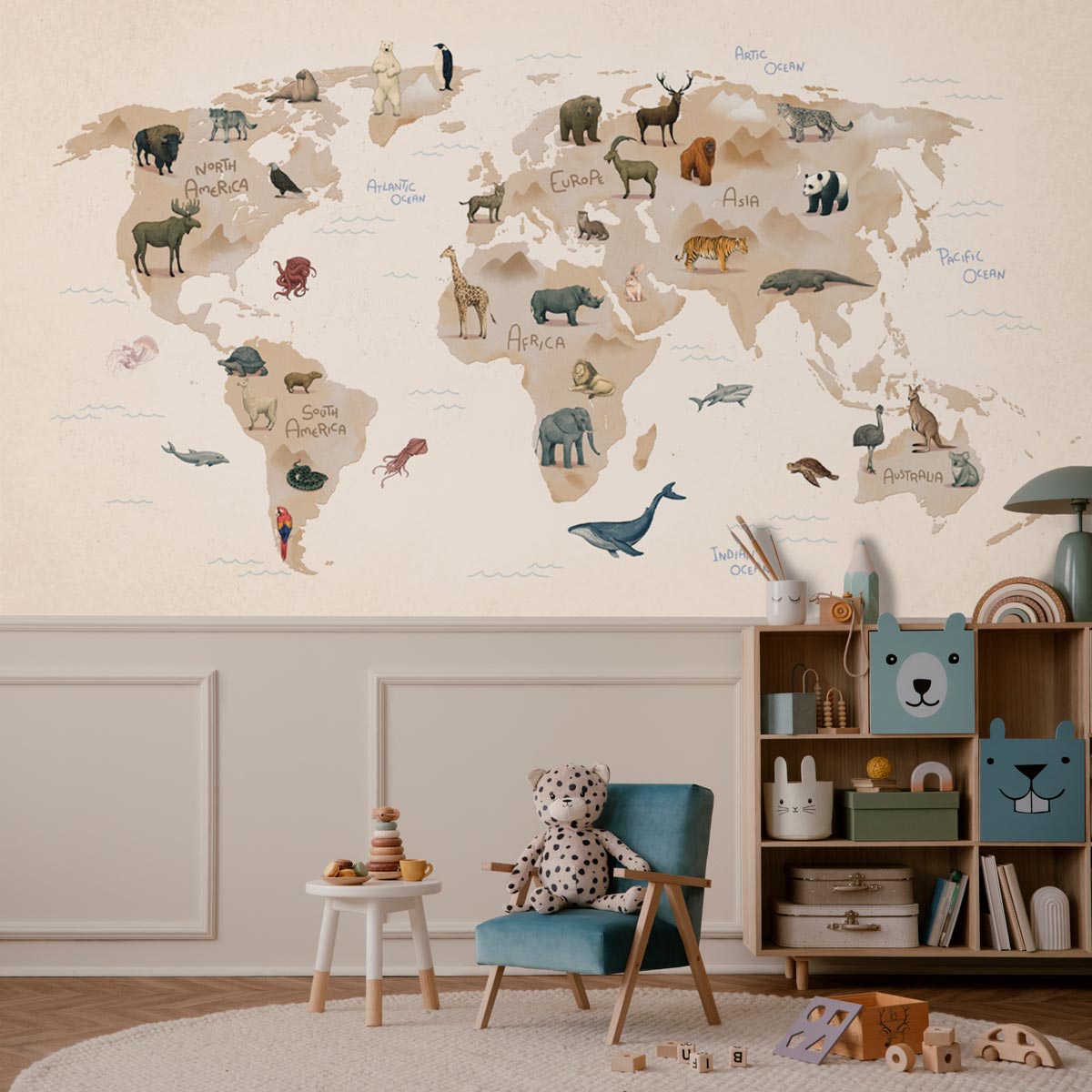 Global Fauna Map Multicolor