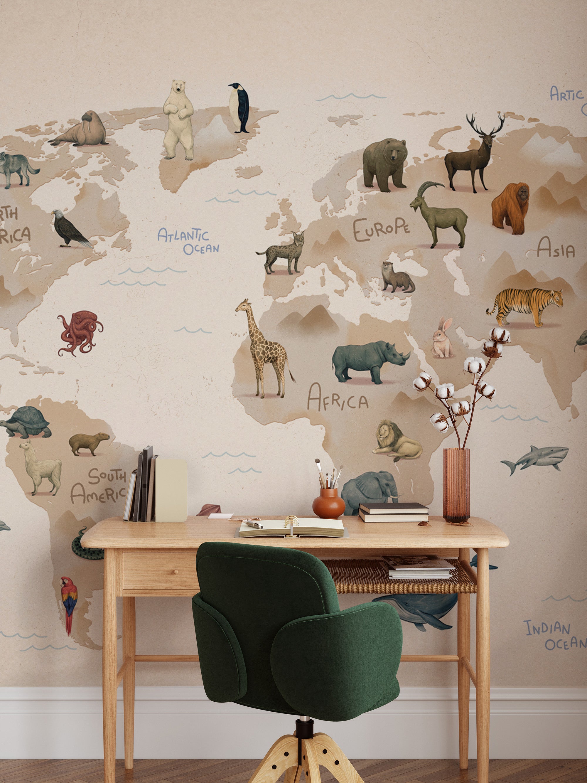 Global Map Multicolor Fauna