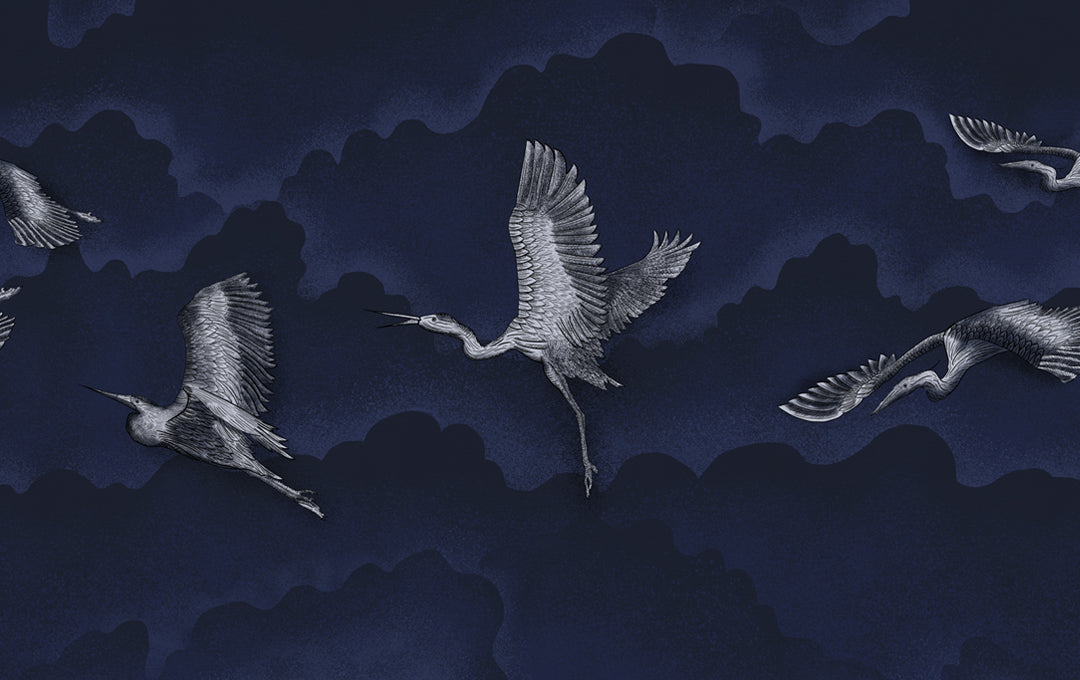 Soaring Cranes Azul