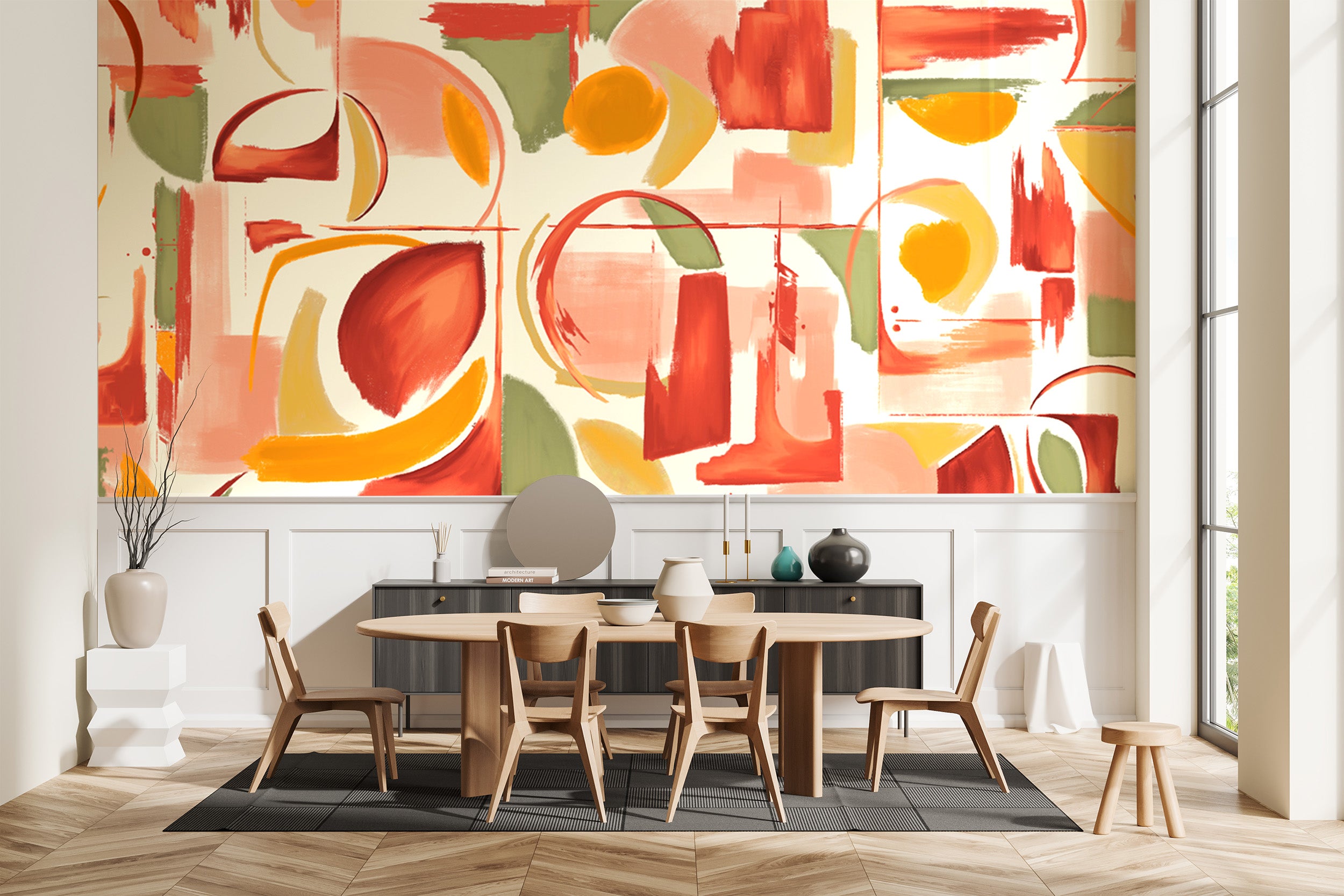 Abstract Artistry Mural Naranja