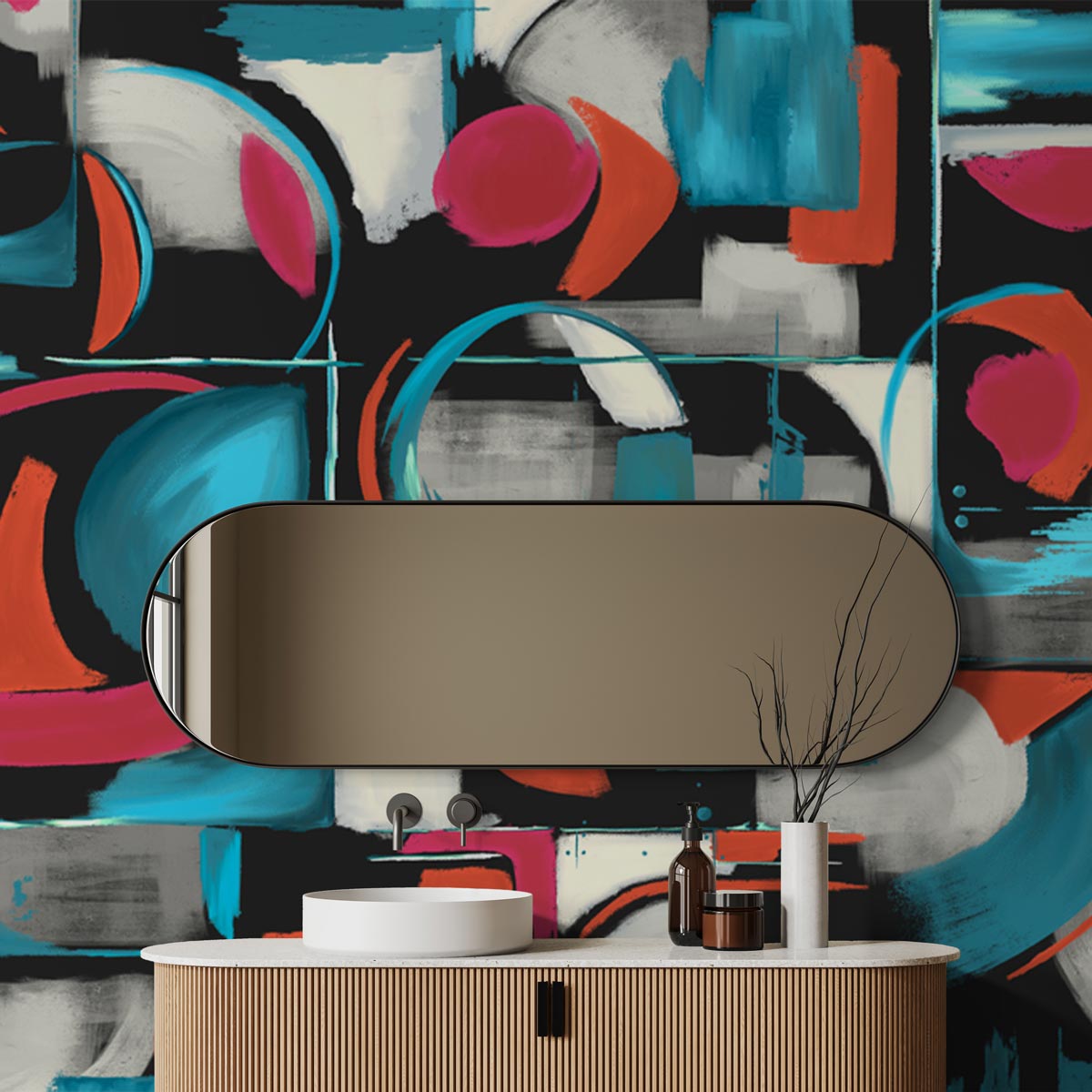 Abstract Artistry Mural Negro