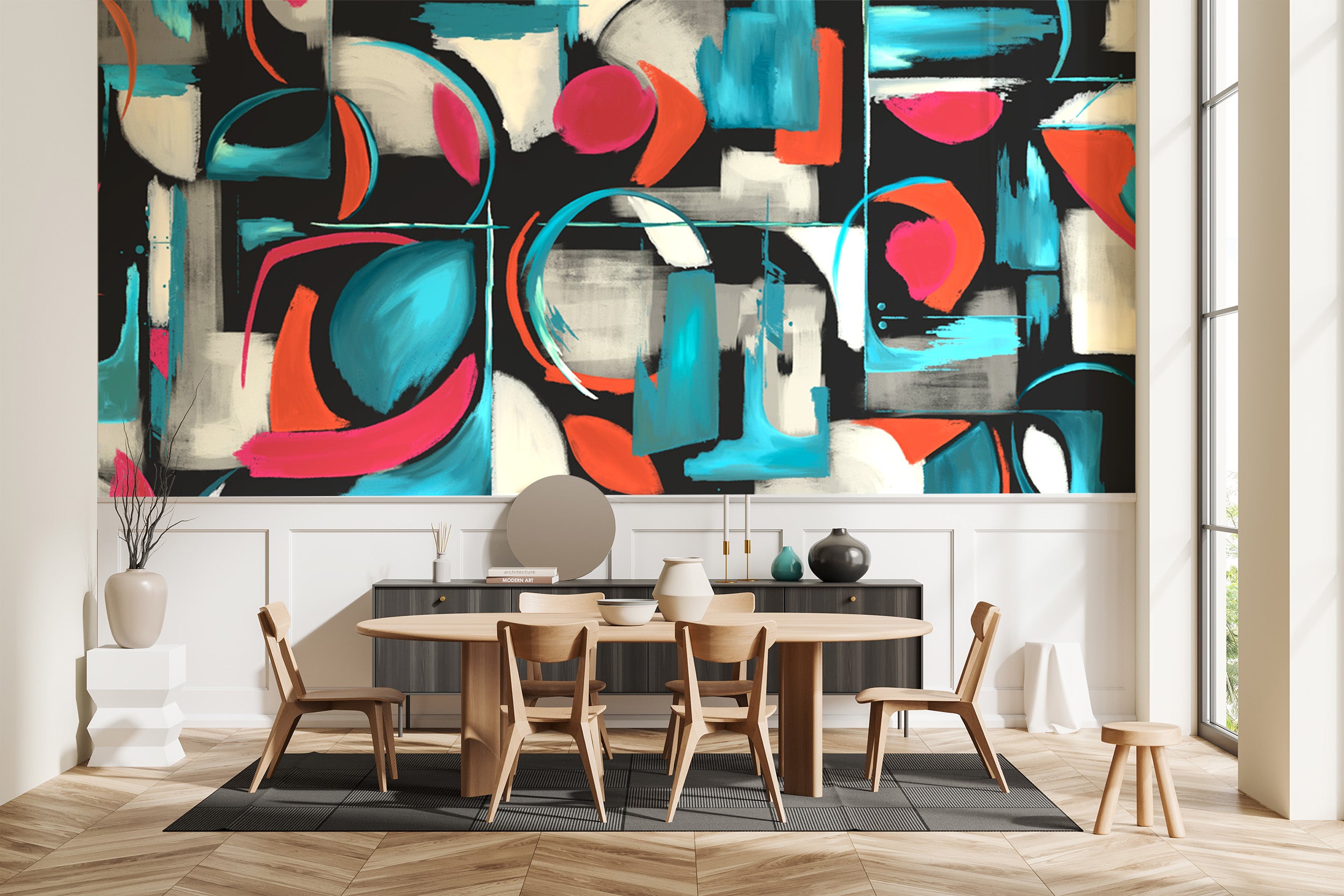 Abstract Artistry Mural Negro