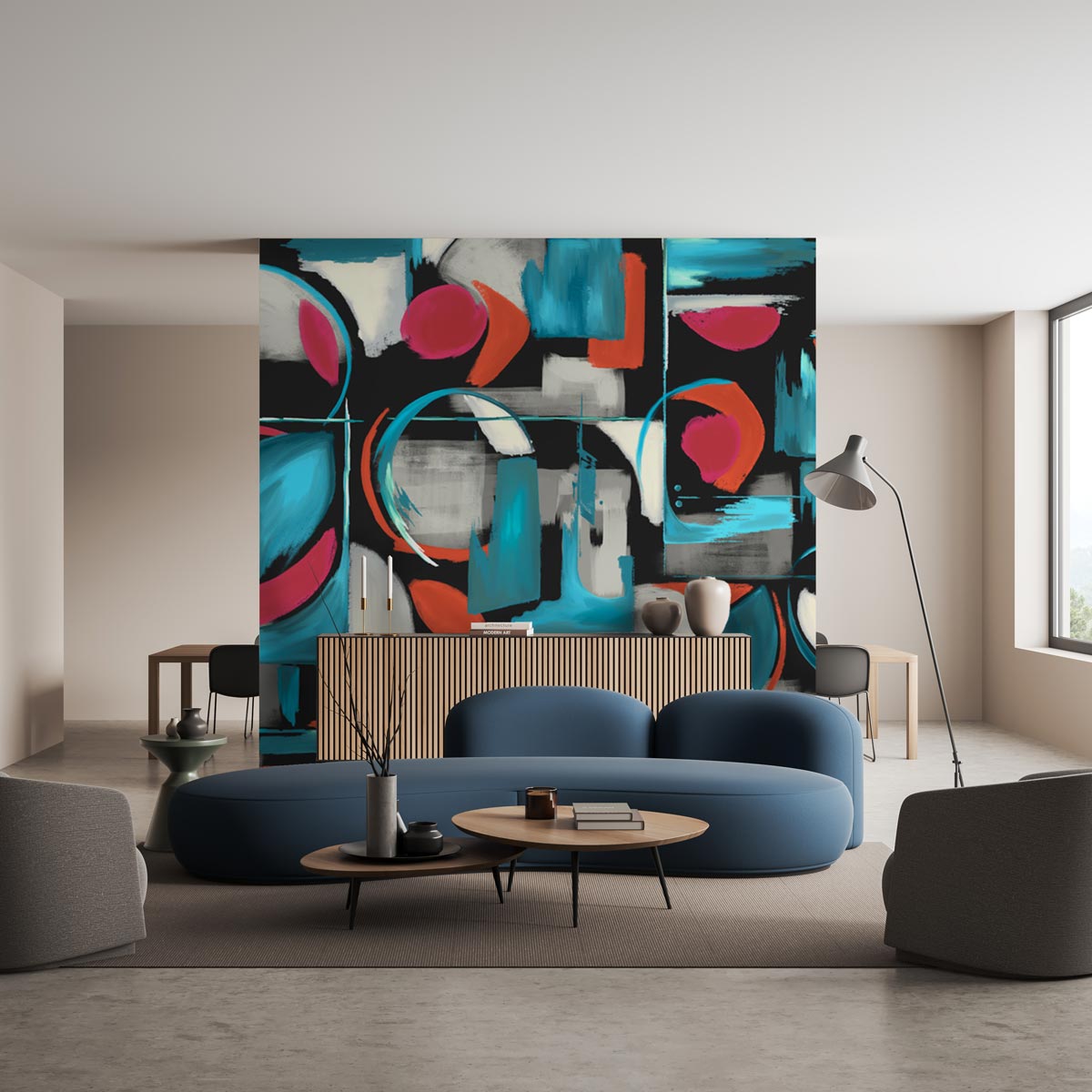 Abstract Artistry Mural Negro