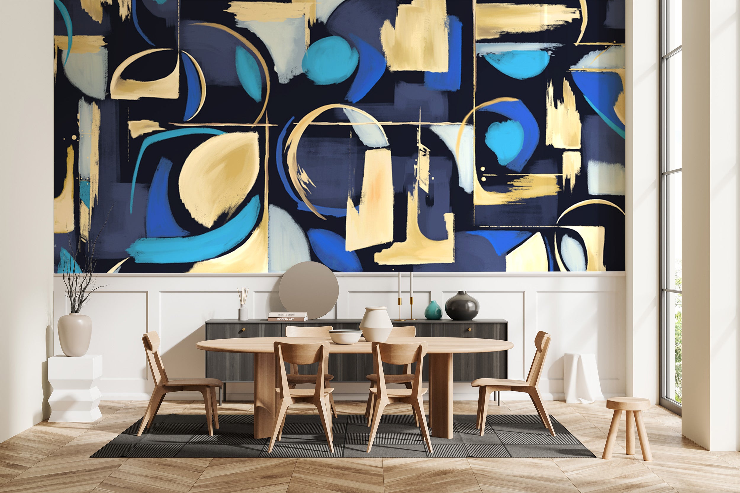 Blue Blue Mural Abstract