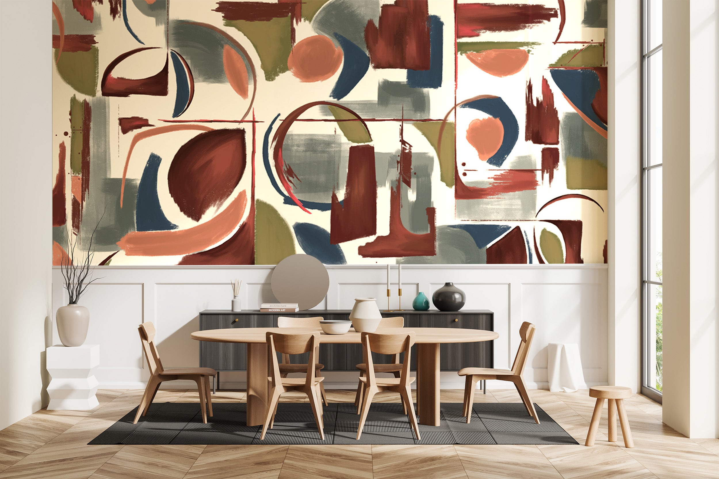 Abstract Artistry Mural Rojo