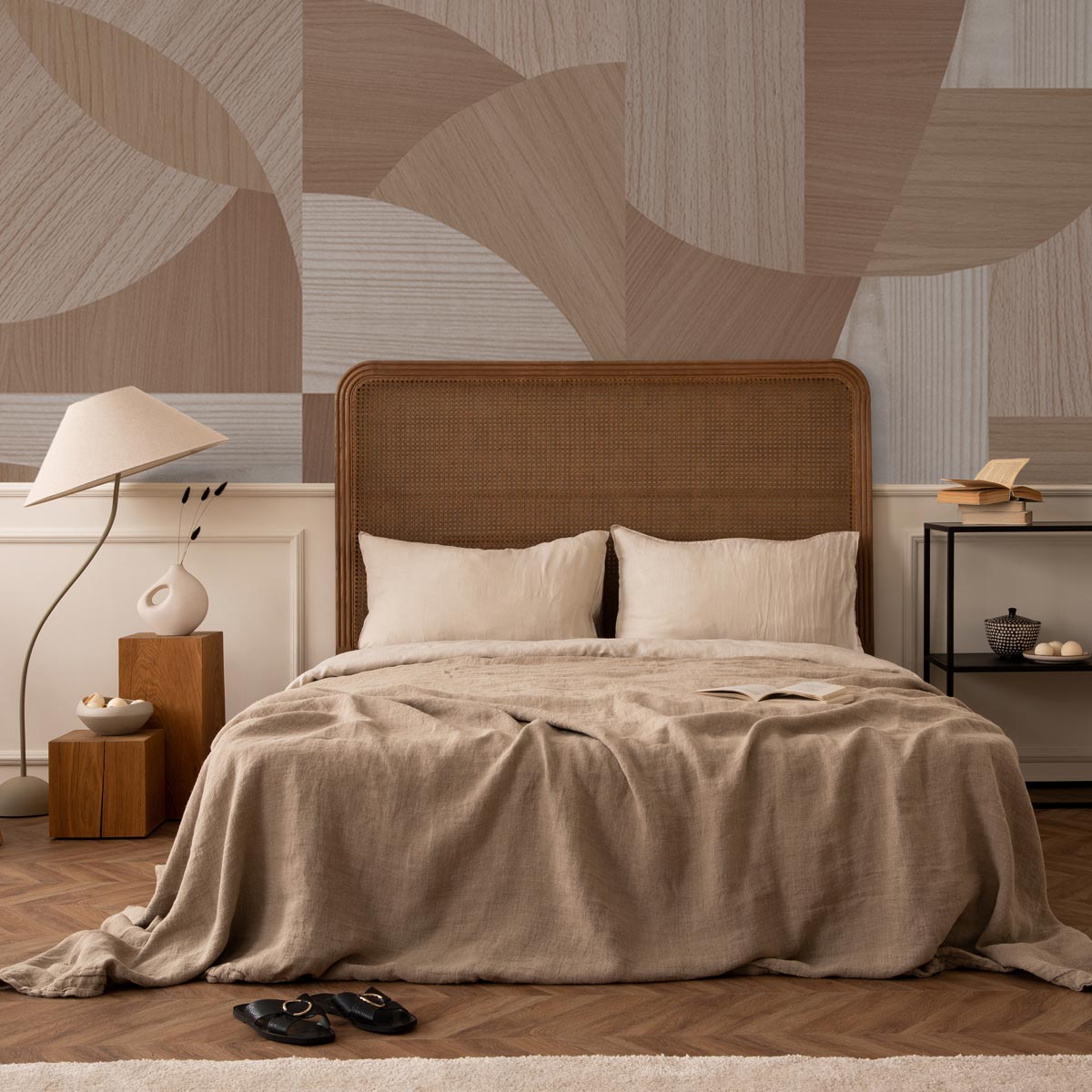 Woody Wirls Mural Beige