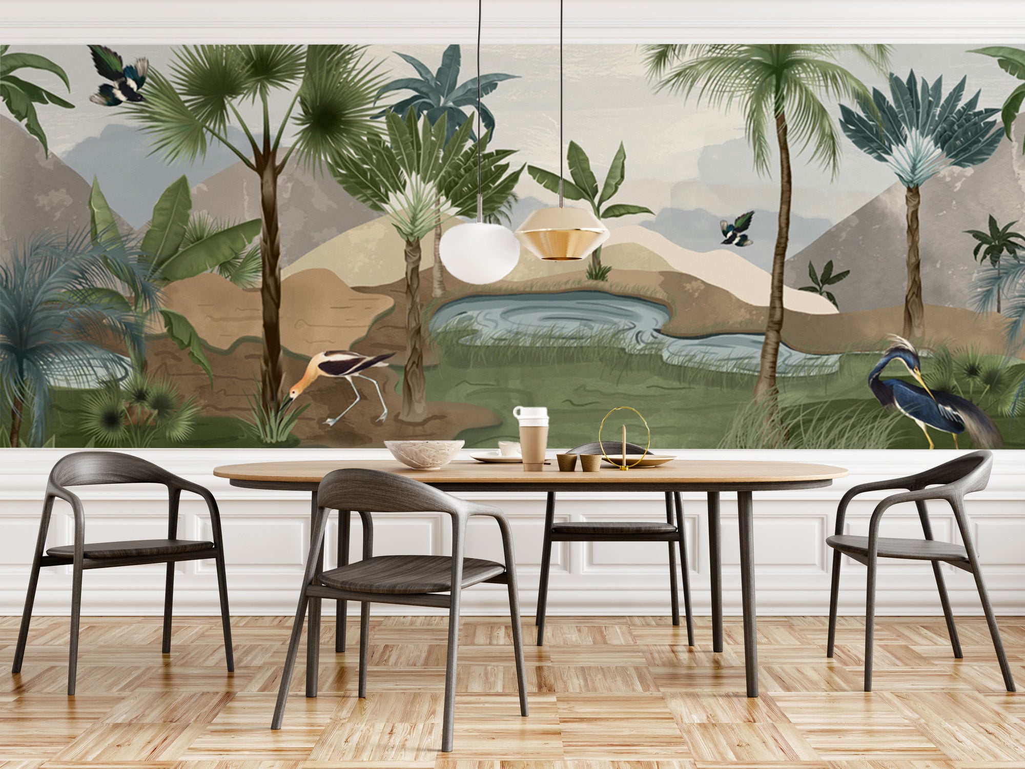 Tropical Brown Mural Serenity