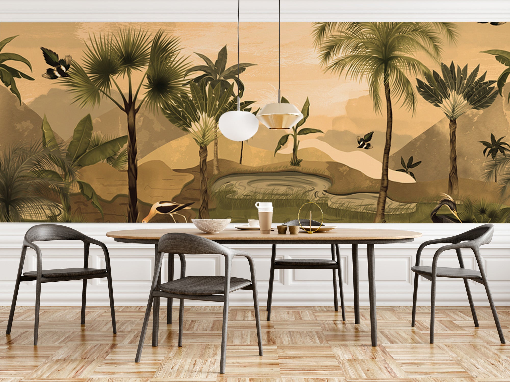 Tropical multicolored mural serenity