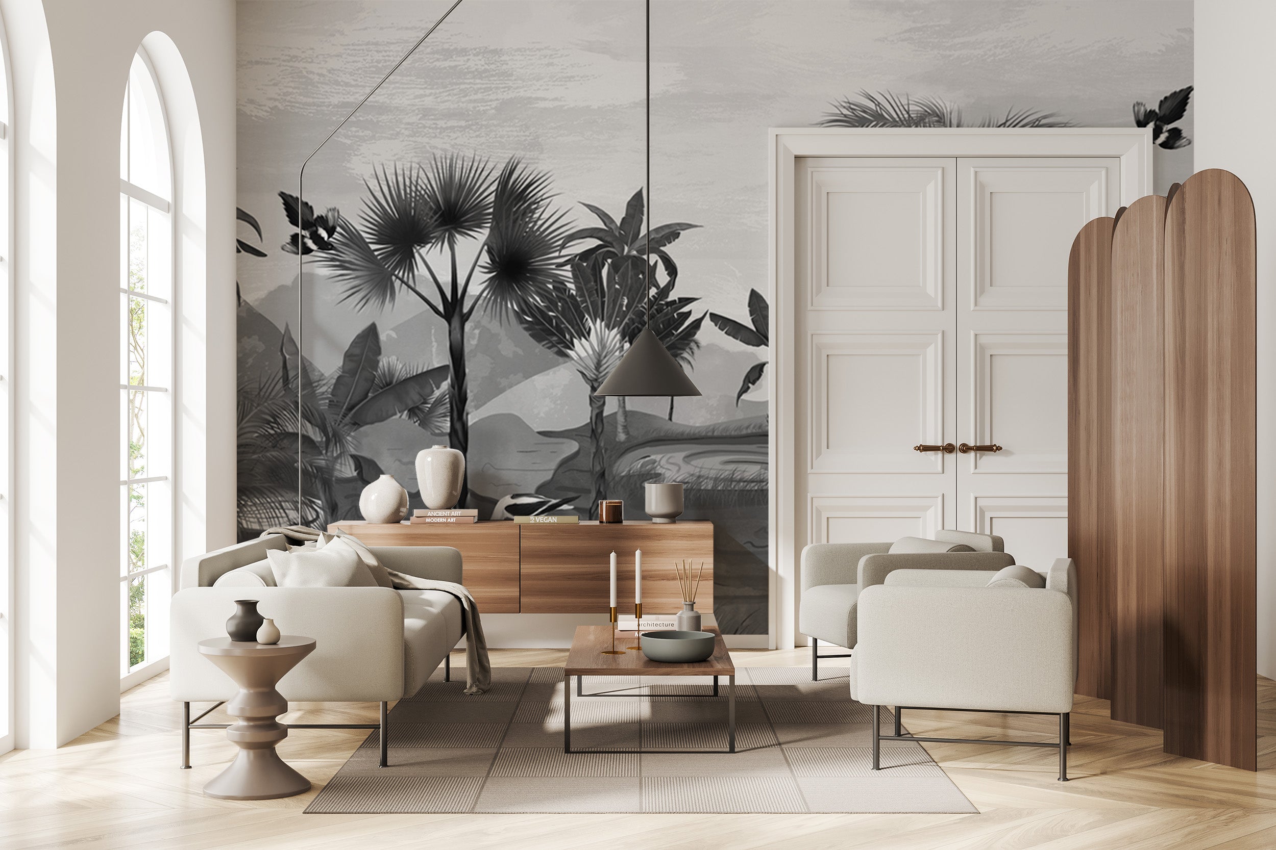 Tropical Serenity Mural Beige