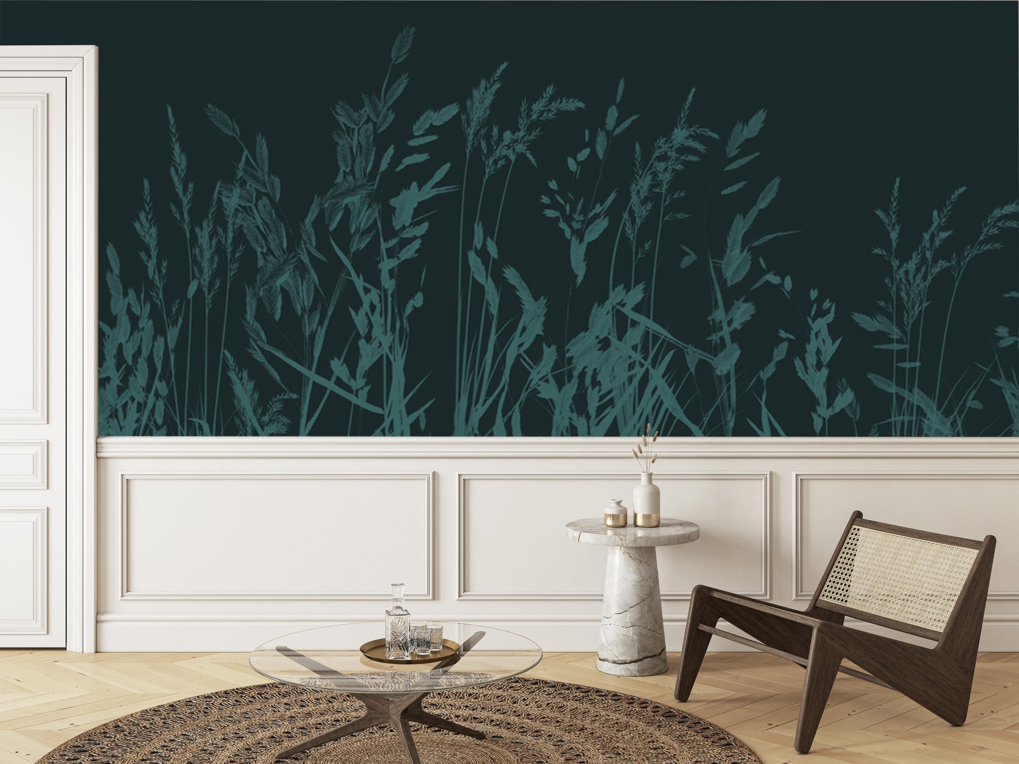 Whispering Reeds Wallpaper Azul