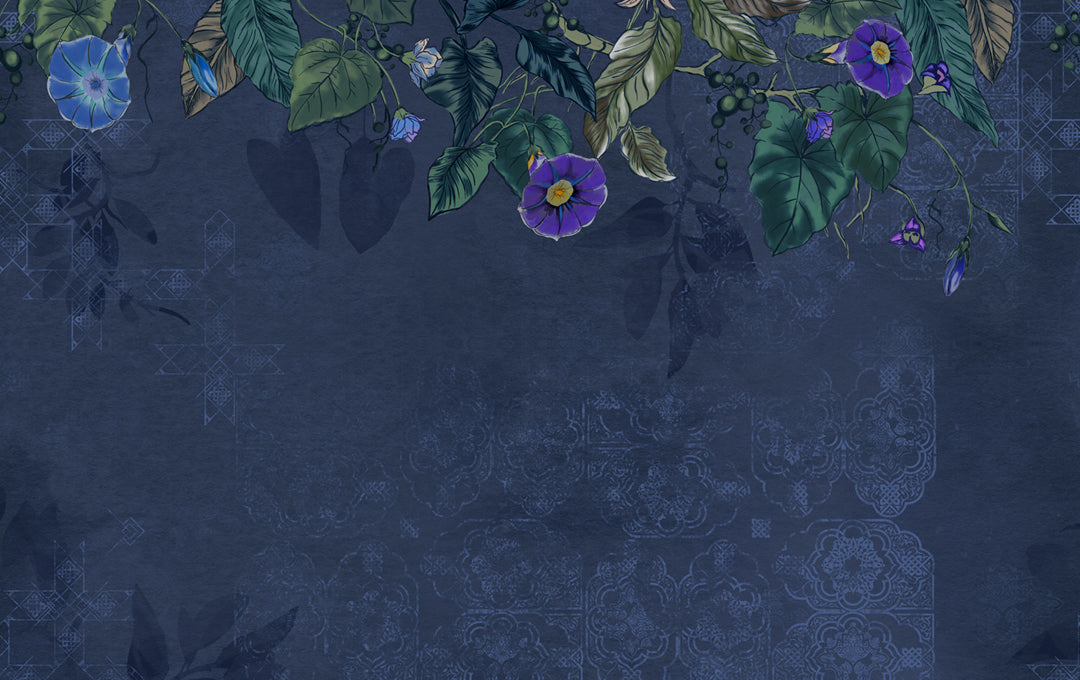 Midnight Bloom Blue Mural