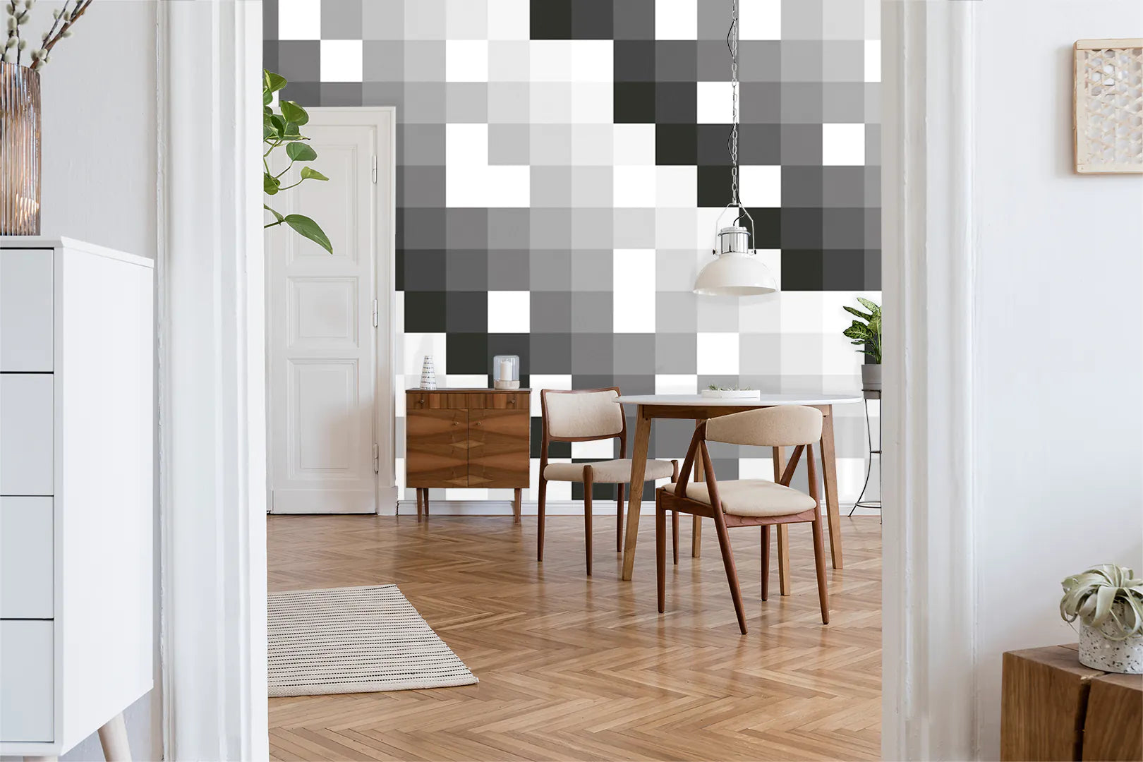 Mosaico bianco e nero colorato