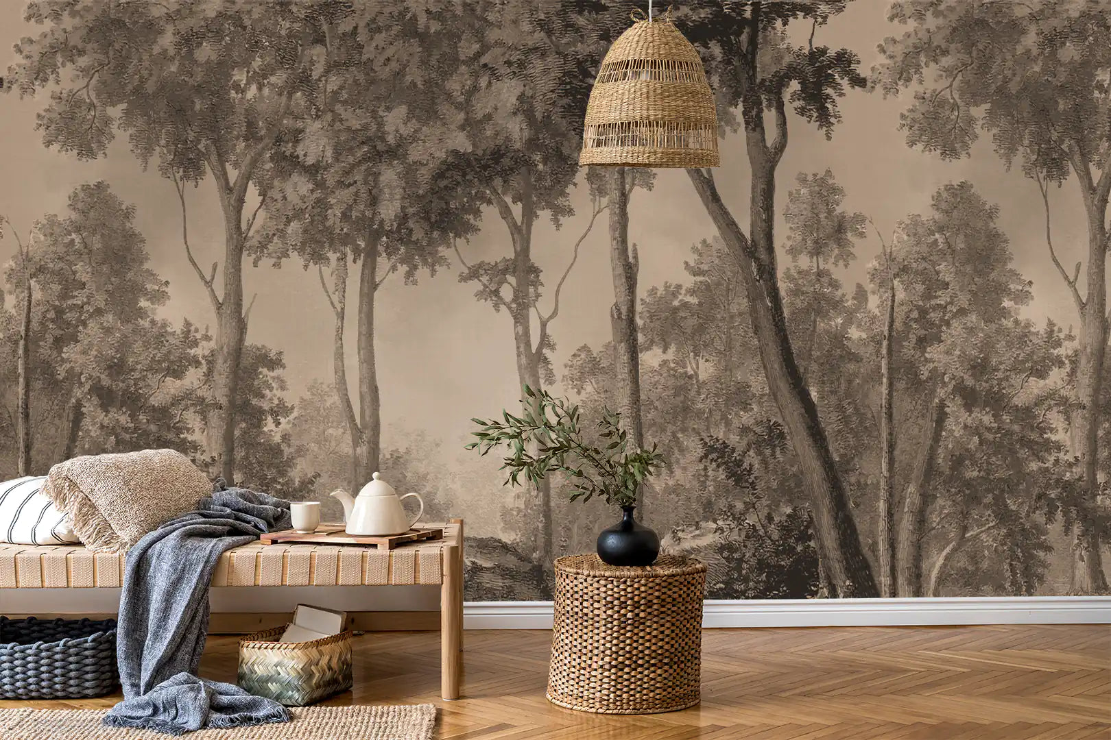 Forest Wallcovering Panorama Marrón