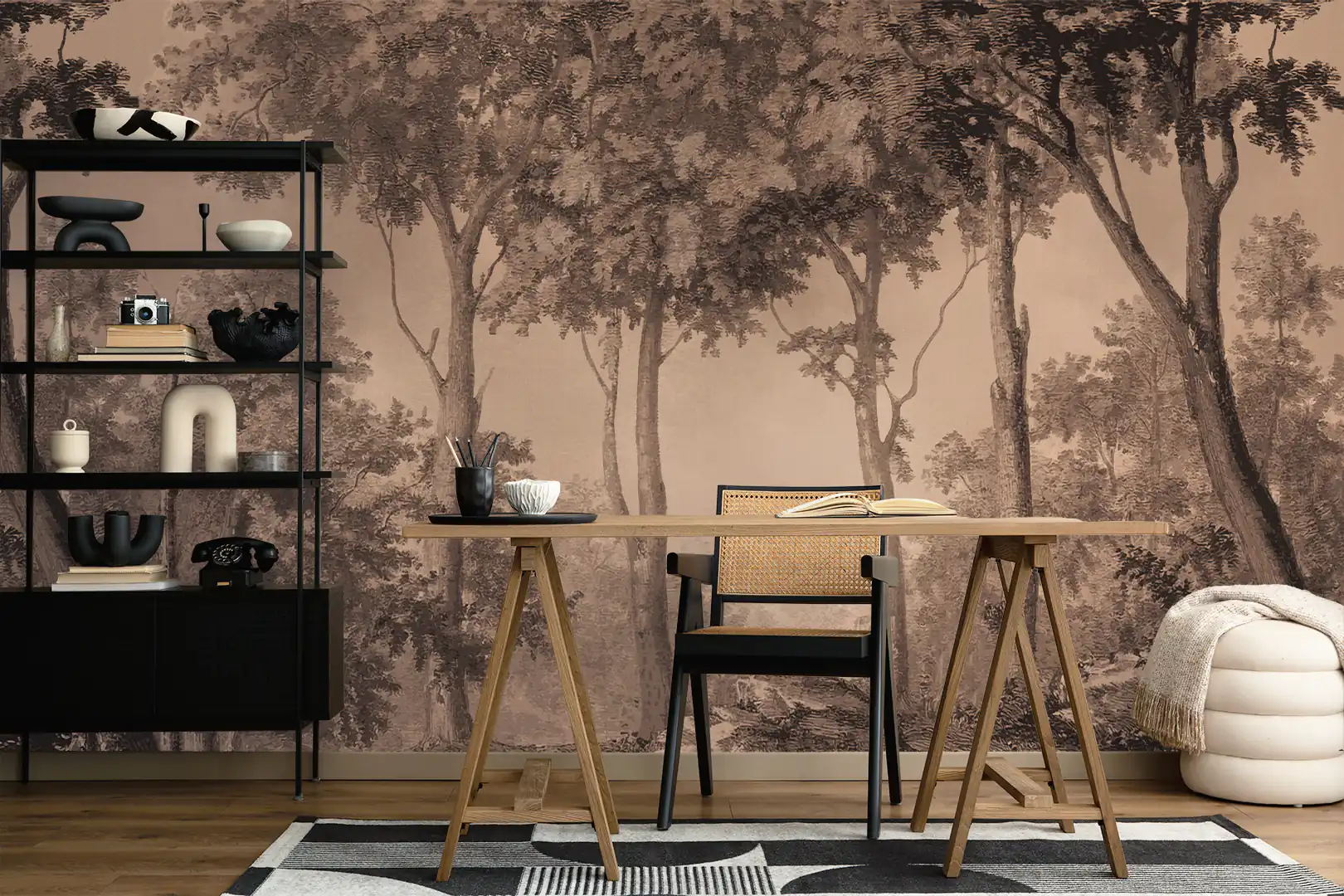 Forest Wallcovering Panorama Marrón