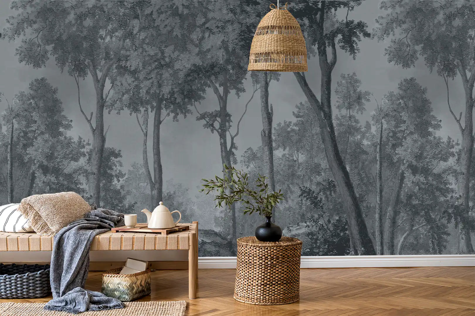 Forest Wallcovering Panorama Azul