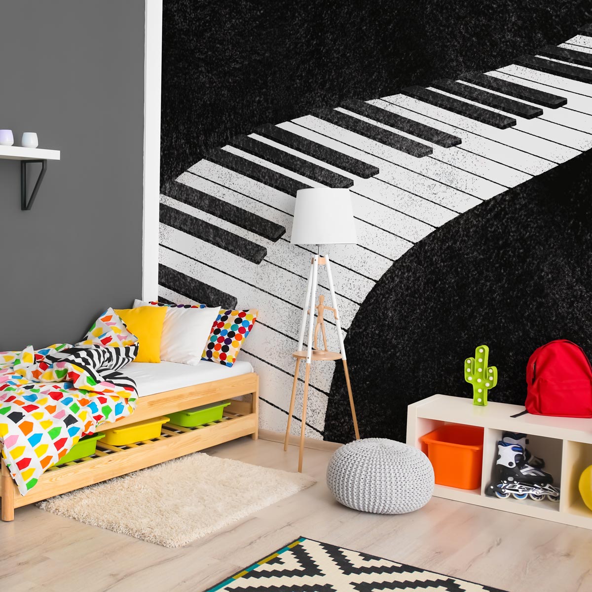 Black and white curve piano