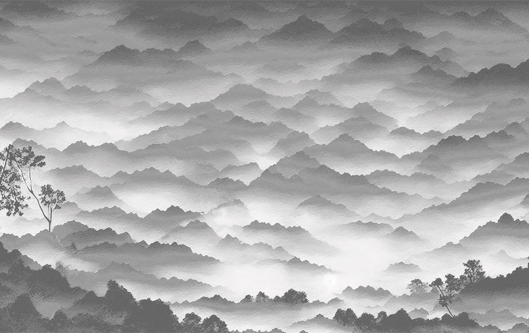 Gray mountainous mists