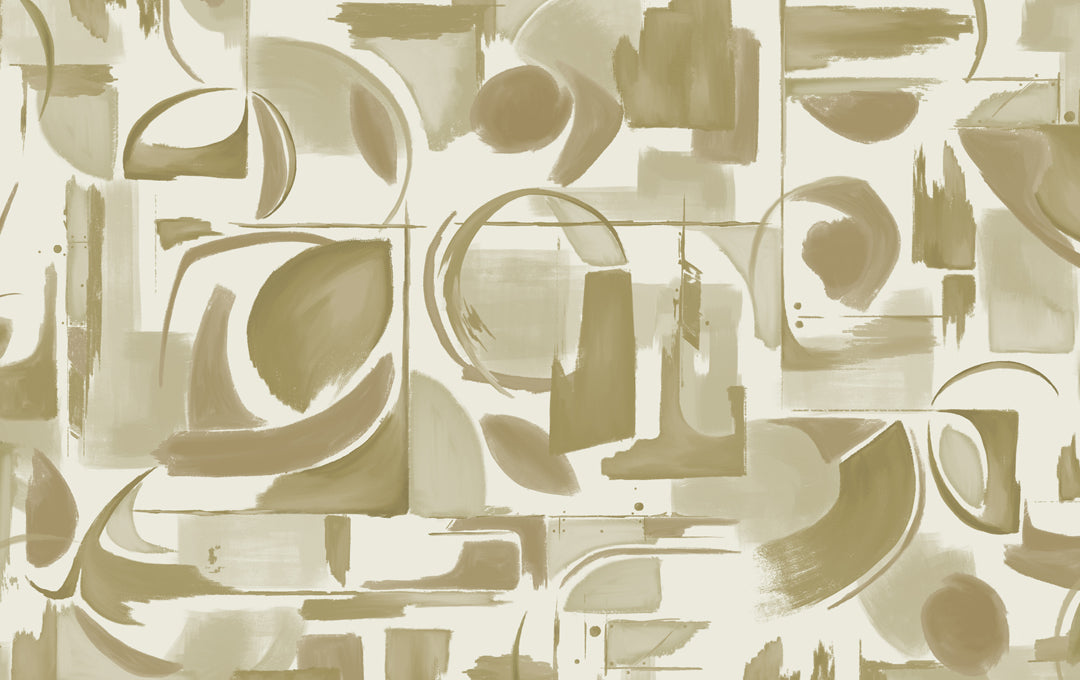 Abstract artistry mural beige