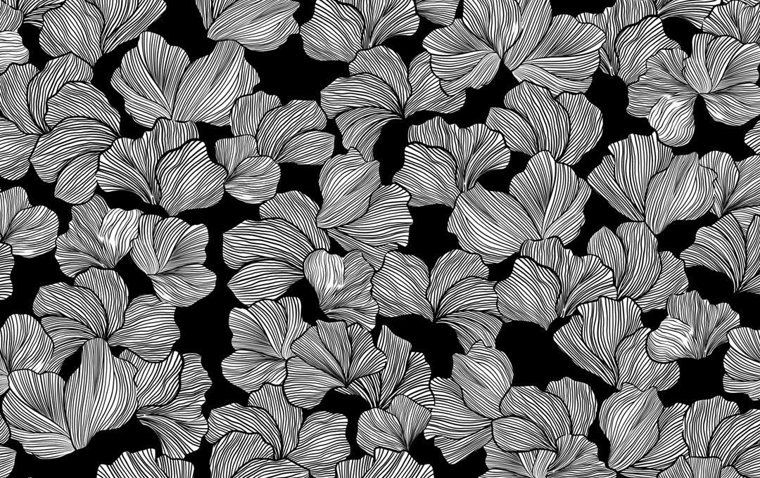 Black and white ink flora sample