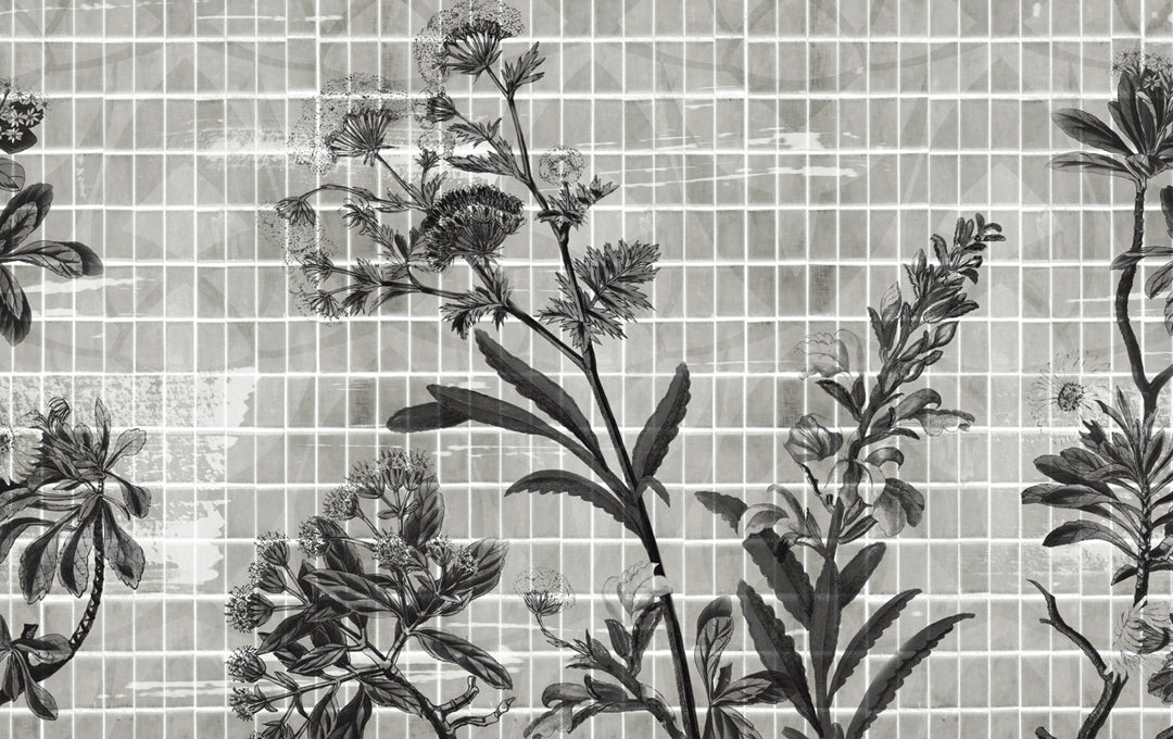 Botanical Grid Blanco y Negro