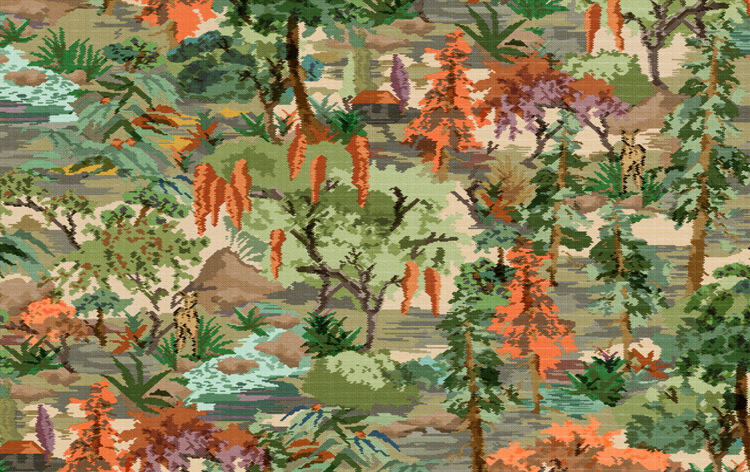 Forest Tapestry Green Enchatahed Sample