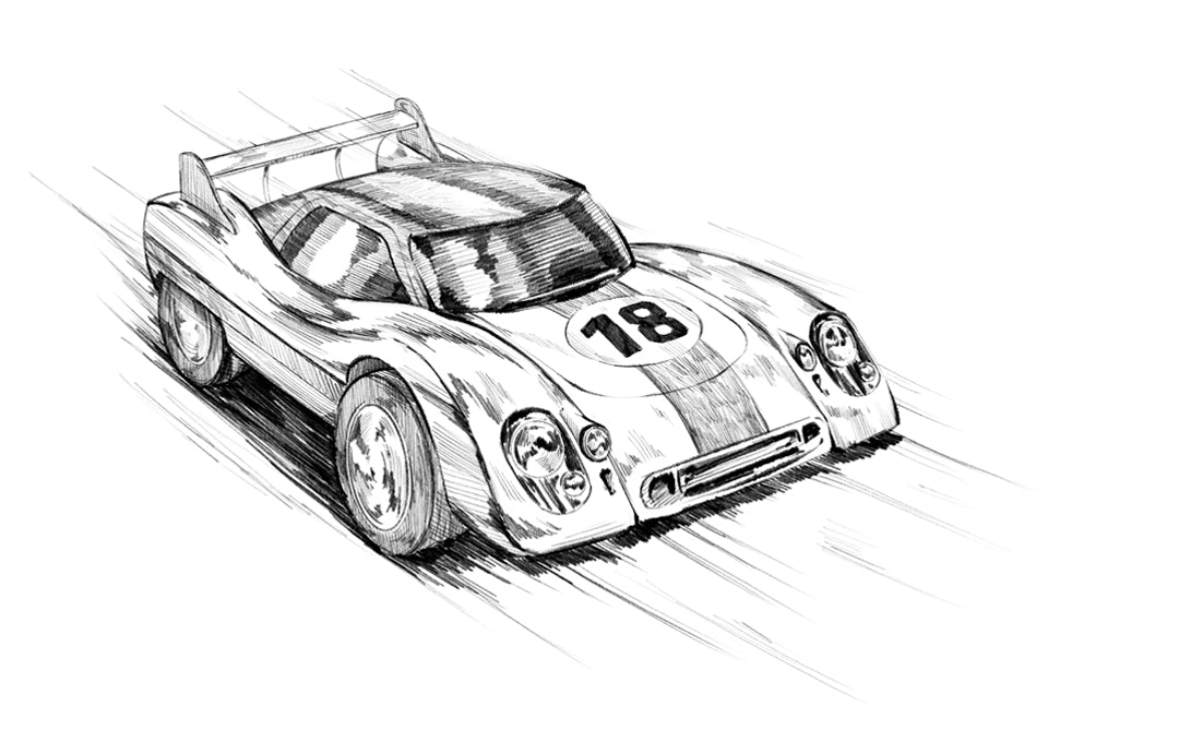 Race Day Sketch Black and White